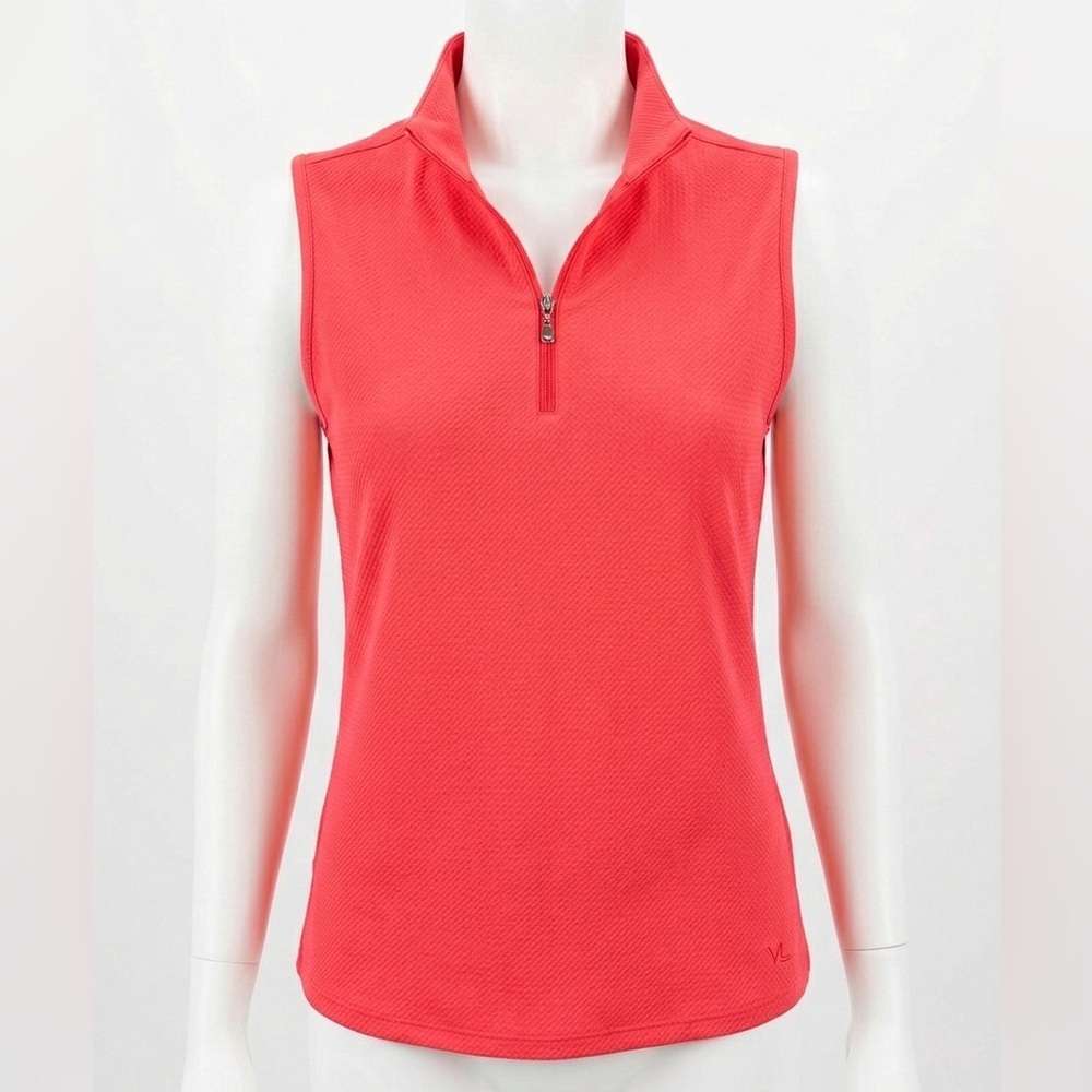 Maggie Lane Bright Deep Coral Quarter-Zip Golf / Active Top Size Medium